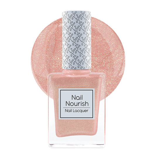 Nail Nourish Glitter Pastel Nail Enamel Polish - Rose Gold Sparkle